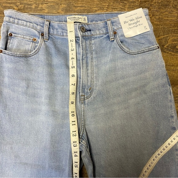 NEW Abercrombie & Fitch ‘90s Slim Straight Ultra High Rise Jeans Womens 32/14L - Picture 4 of 11